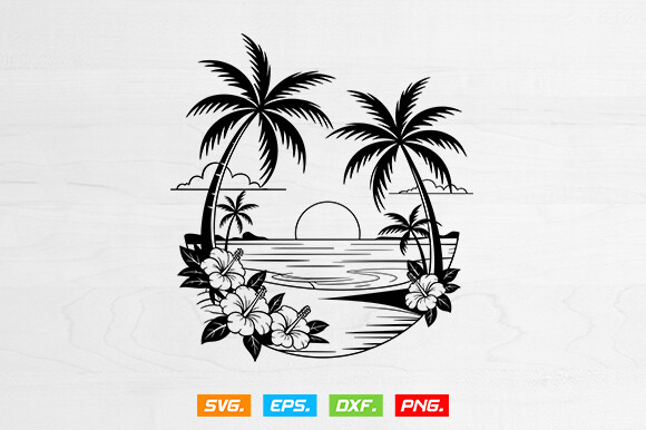 Sunset Beach Scene Svg, Sunset Svg Graphic by BlackCatArea · Creative ...