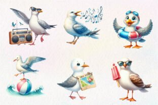 Watercolor Summer Seagulls Clipart Graphic by Dreamshop · Creative Fabrica