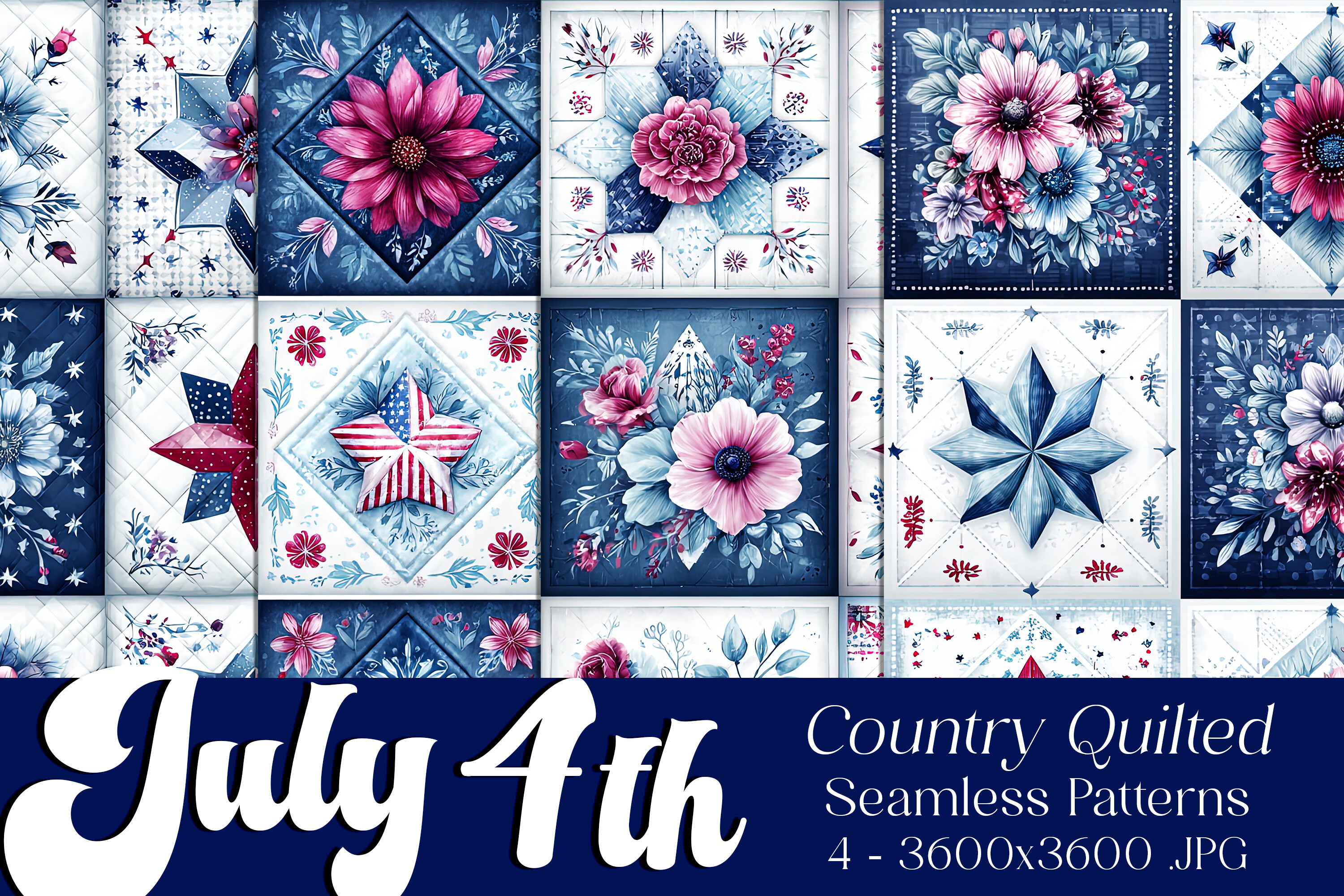 4th of July Quilt Theme Patterns S4