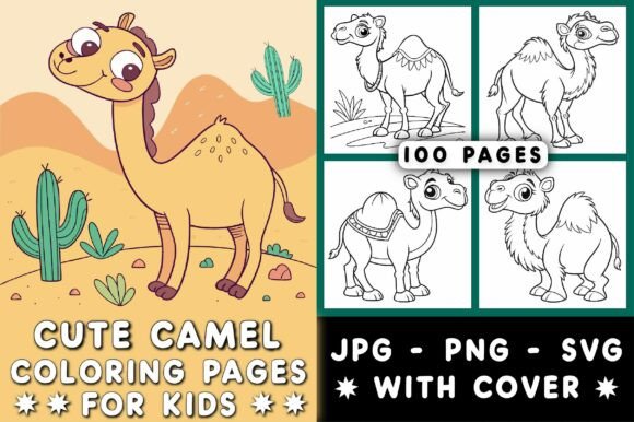 Cute Camel Coloring Pages for Kids