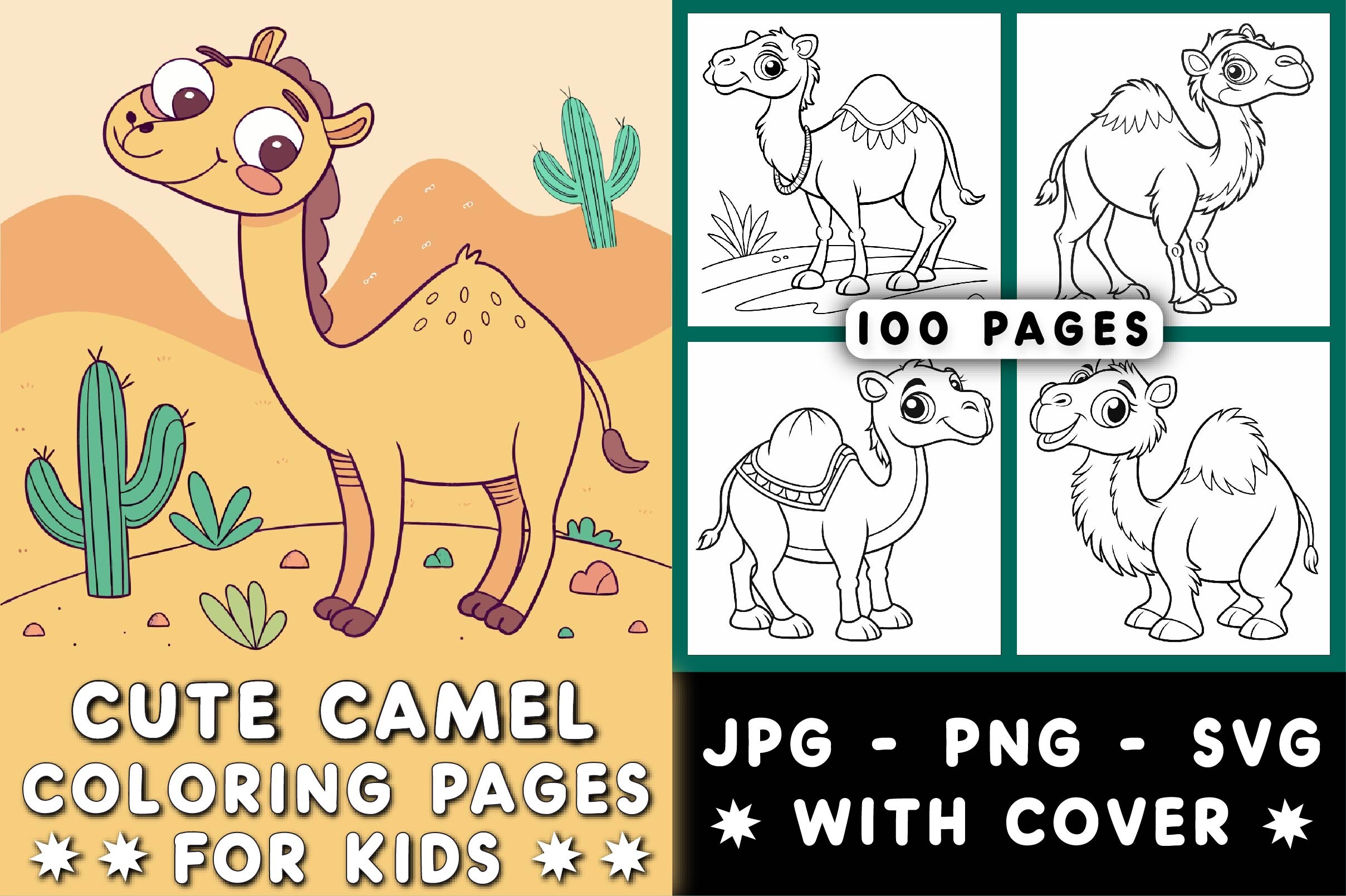 Cute Camel Coloring Pages for Kids