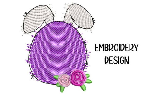 Easter Egg with Bunny Ears and Flowers