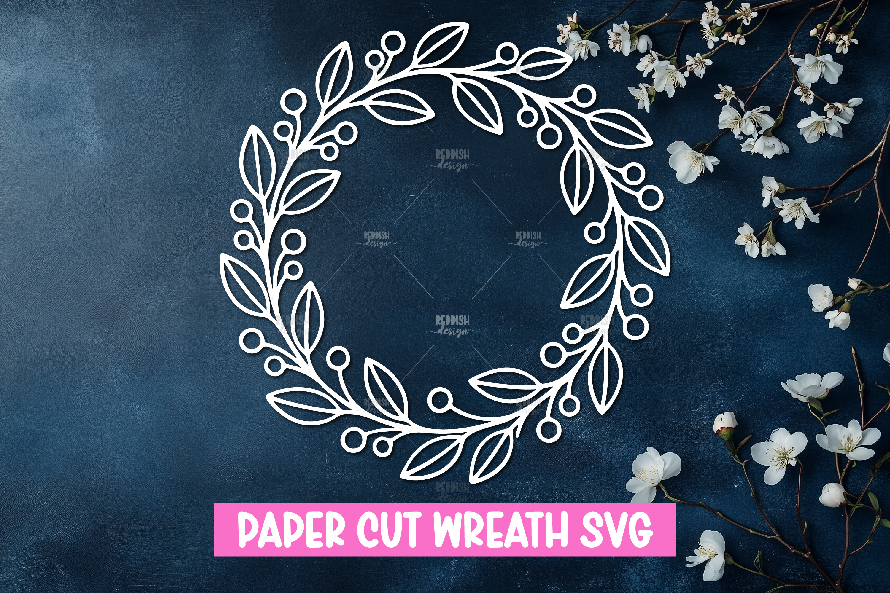 Paper Cut Floral Wreath SVG Graphic by reddish · Creative Fabrica