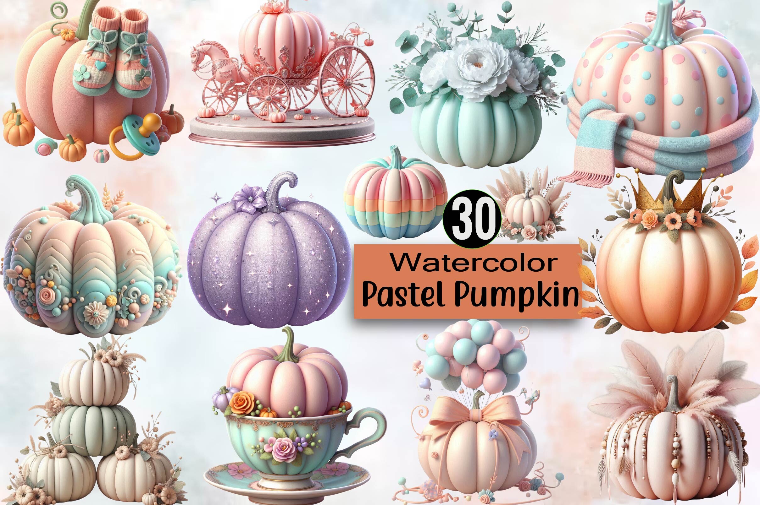 Pastel Pumpkin Clipart Graphic by SVGArt · Creative Fabrica