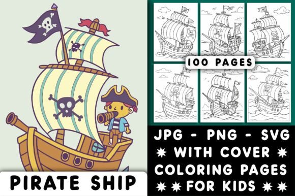 Pirate Ship Coloring Pages for Kids