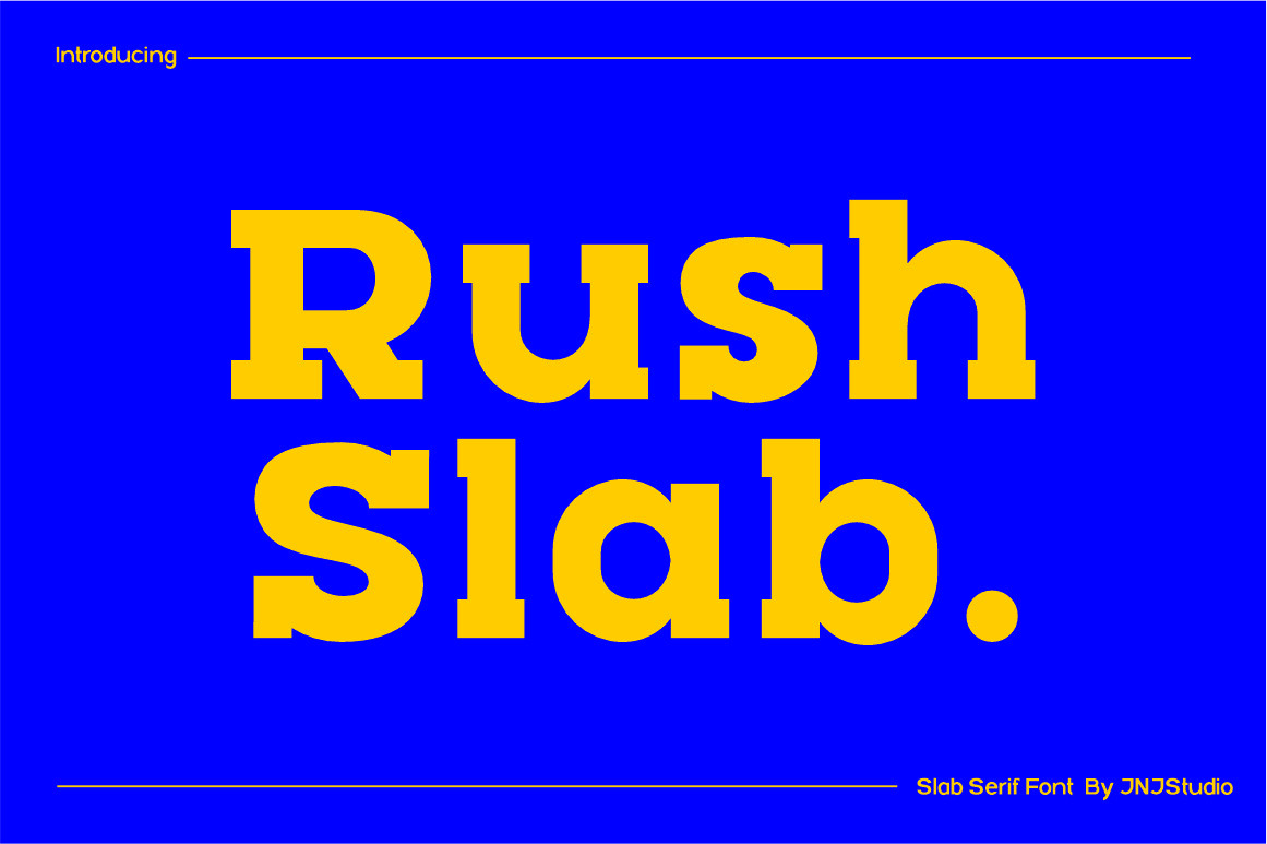 Rush Slab preview, bold condensed slab serif