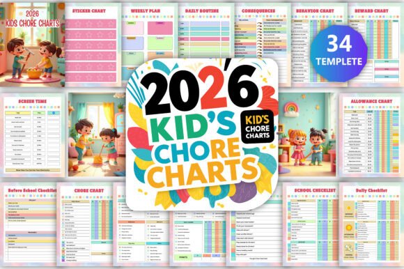 🧽 2026 Kids Chore Charts Canva KDP Graphic by munjixpro · Creative Fabrica