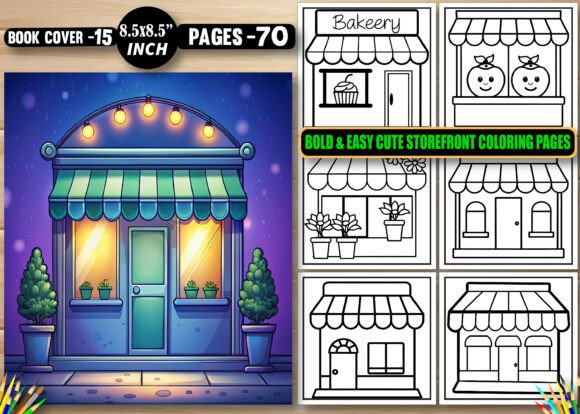 Bold Easy Cute Storefront Coloring Pages