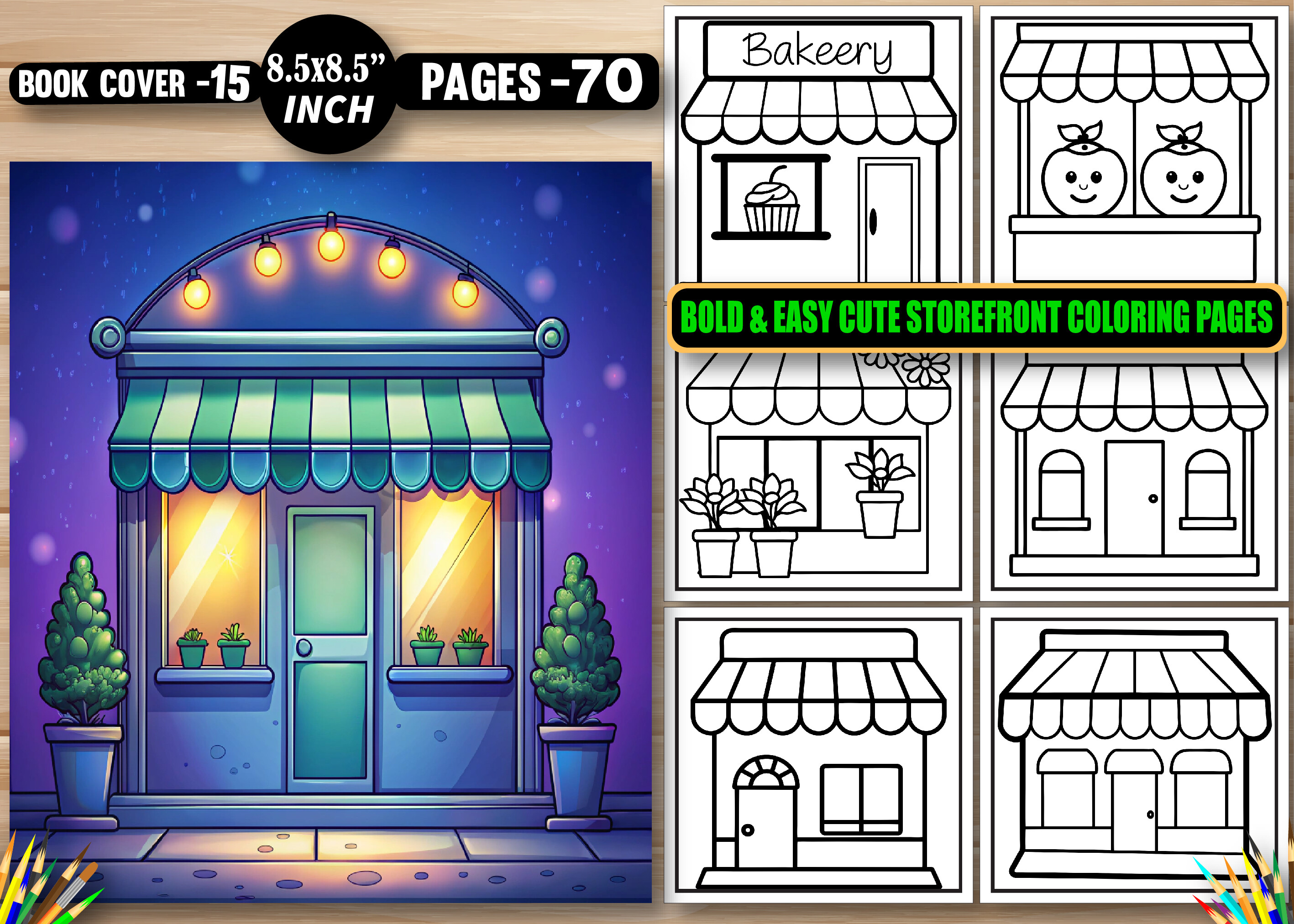 Bold Easy Cute Storefront Coloring Pages