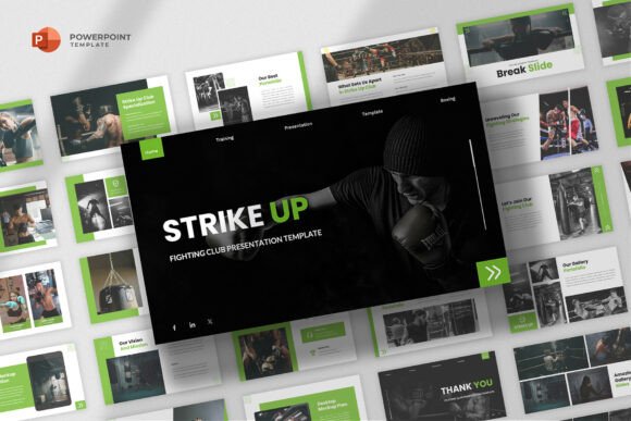 Preview of Boxing & Fighting Sports Powerpoint sports presentation template