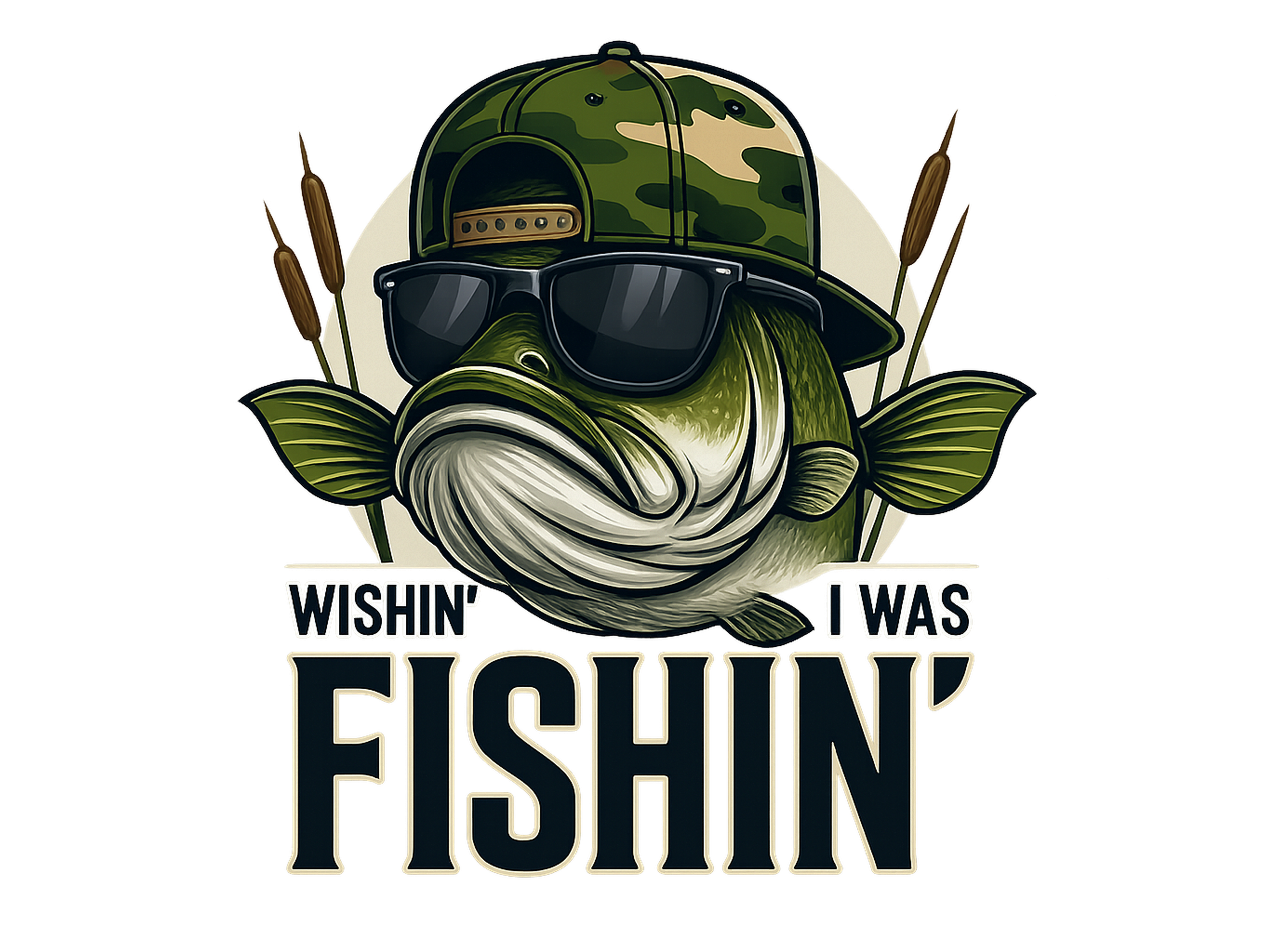 Funny Bass Fishing Sublimation Design