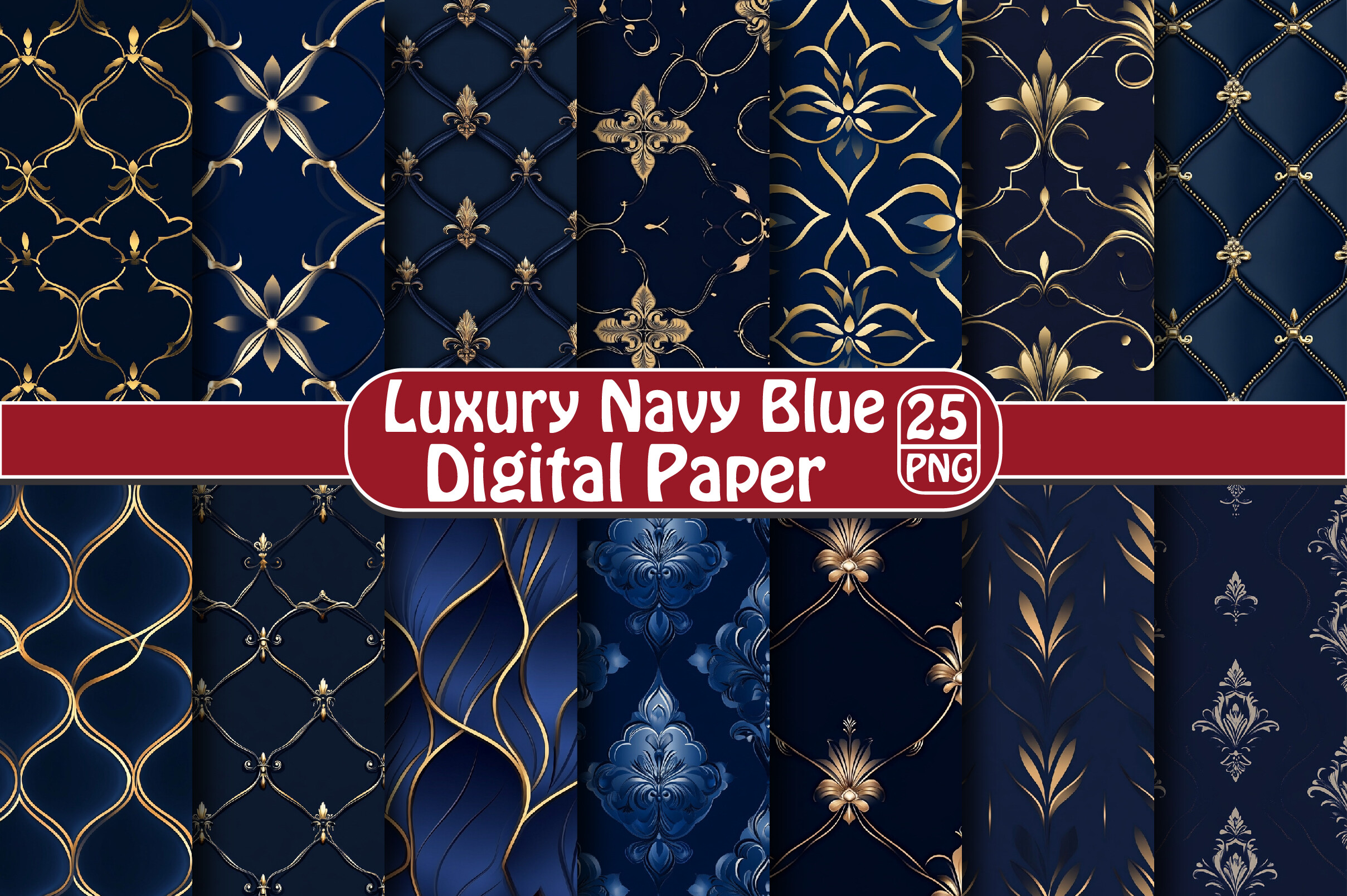 Luxury Navy Blue Pattern Graphic by Dream Print · Creative Fabrica