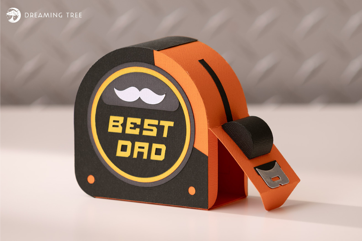 Measuring Tape Favor Box SVG styled like a real tape measure with Best Dad text