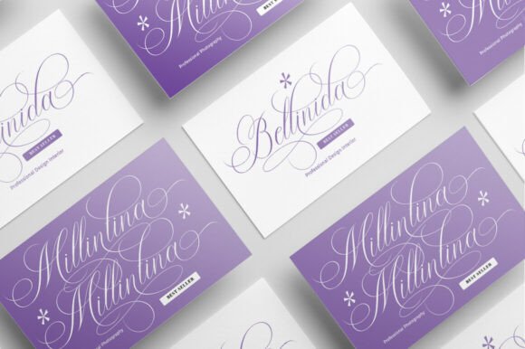 Melintina Calligraphy Font PNG with transparent background - Preview 1