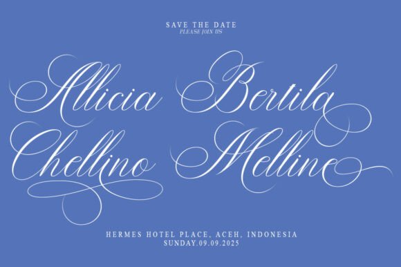 Melintina Calligraphy Font PNG with transparent background - Preview 2