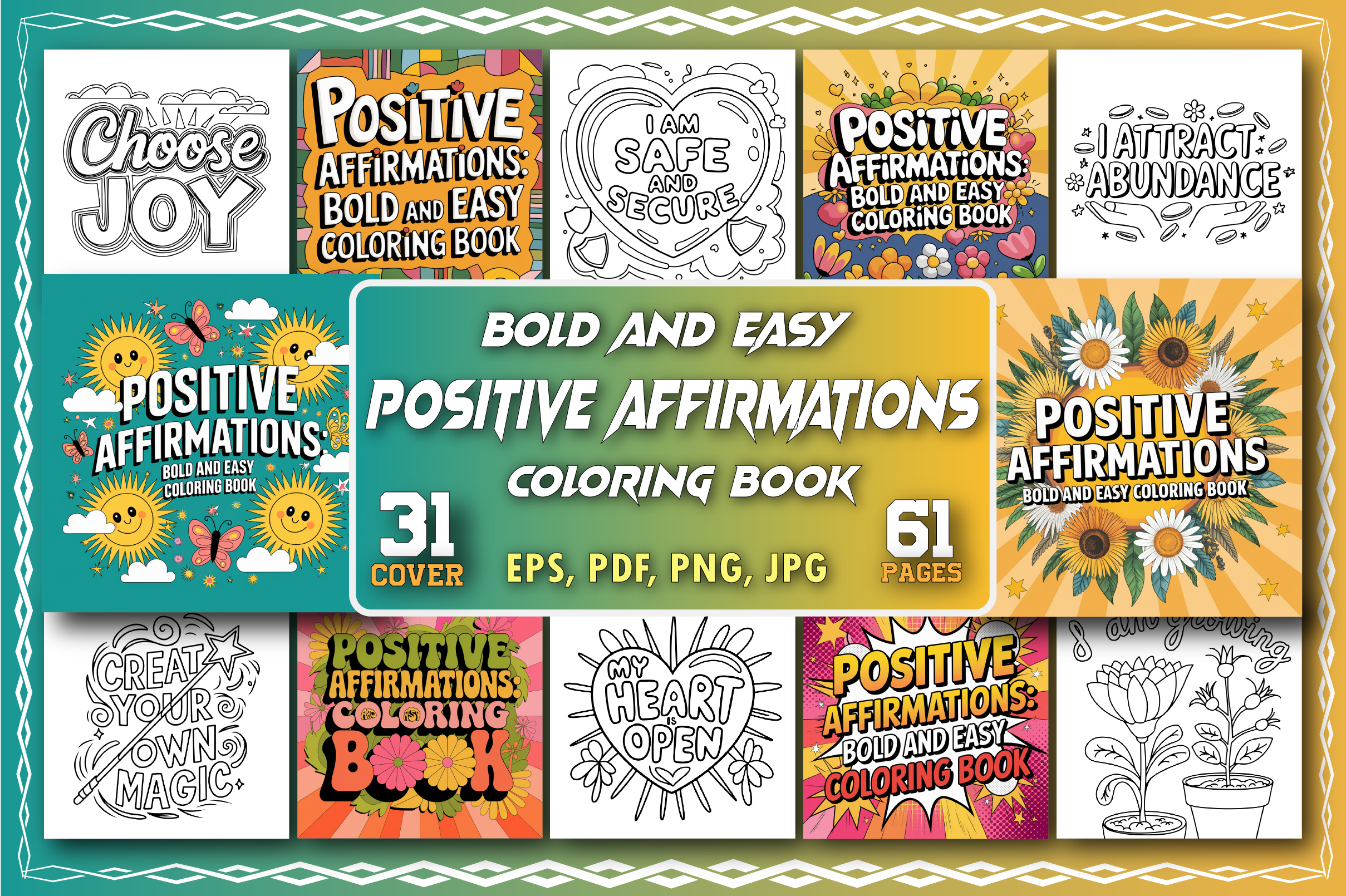 Positive Affirmation Coloring Pages Graphic by Teefog · Creative Fabrica