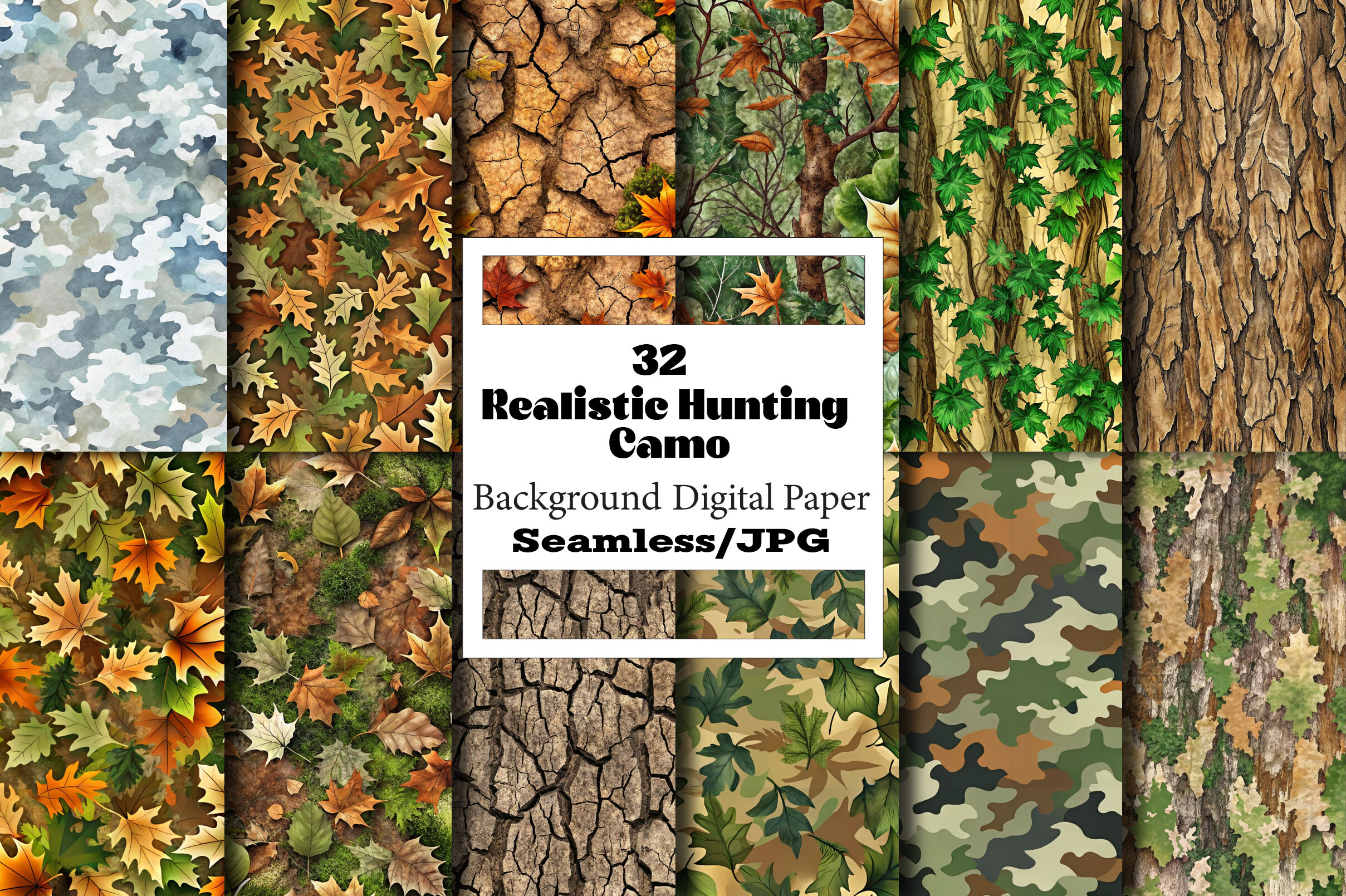 Realistic Hunting Camo Digital Paper Graphic by Vintage · Creative Fabrica