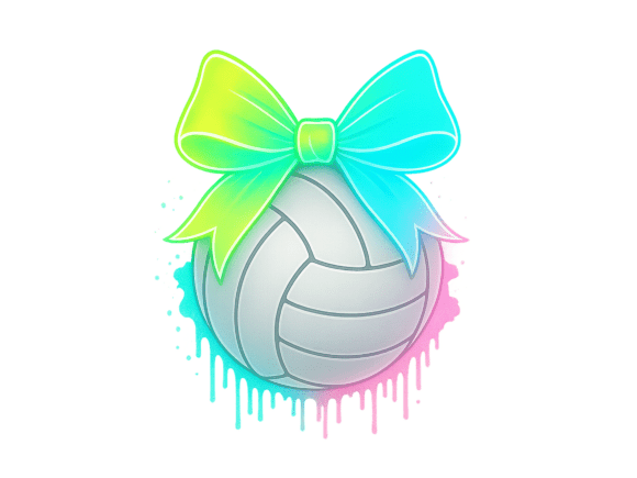 Retro Volleyball Coquette Bow Dripping