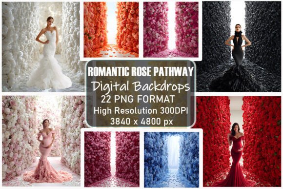 Preview of Romantic Rose Pathway Digital Backdrops digital backdrop