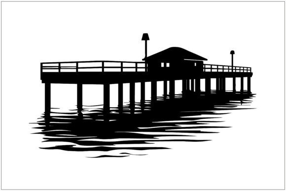 Dock Silhouette,pier Afbeelding Afdrukbare Illustraties Door N-paTTerN