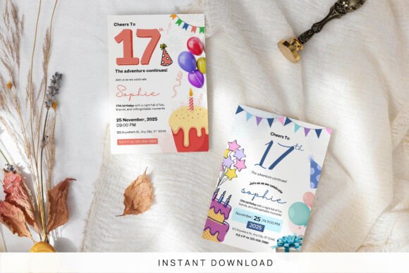 17th Birthday Invitation Card Template