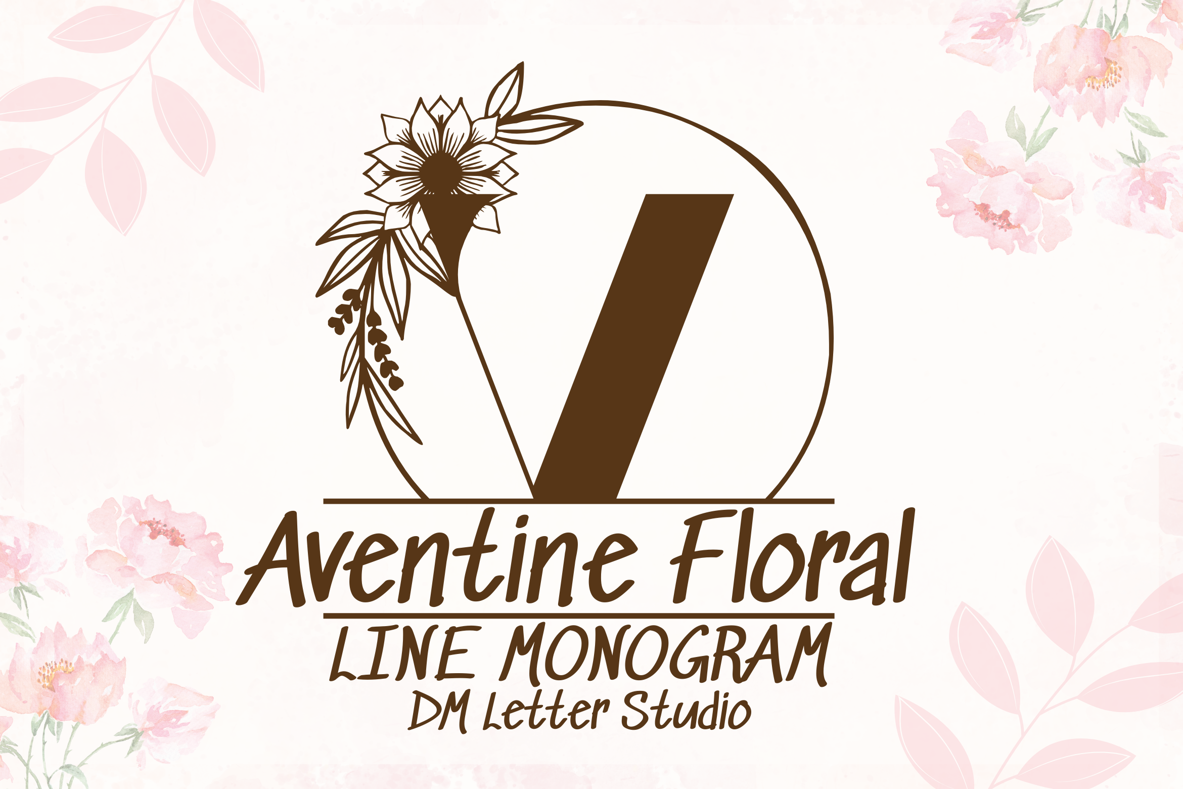 Aventine Floral Line Monogram preview - floral monogram for wedding initials