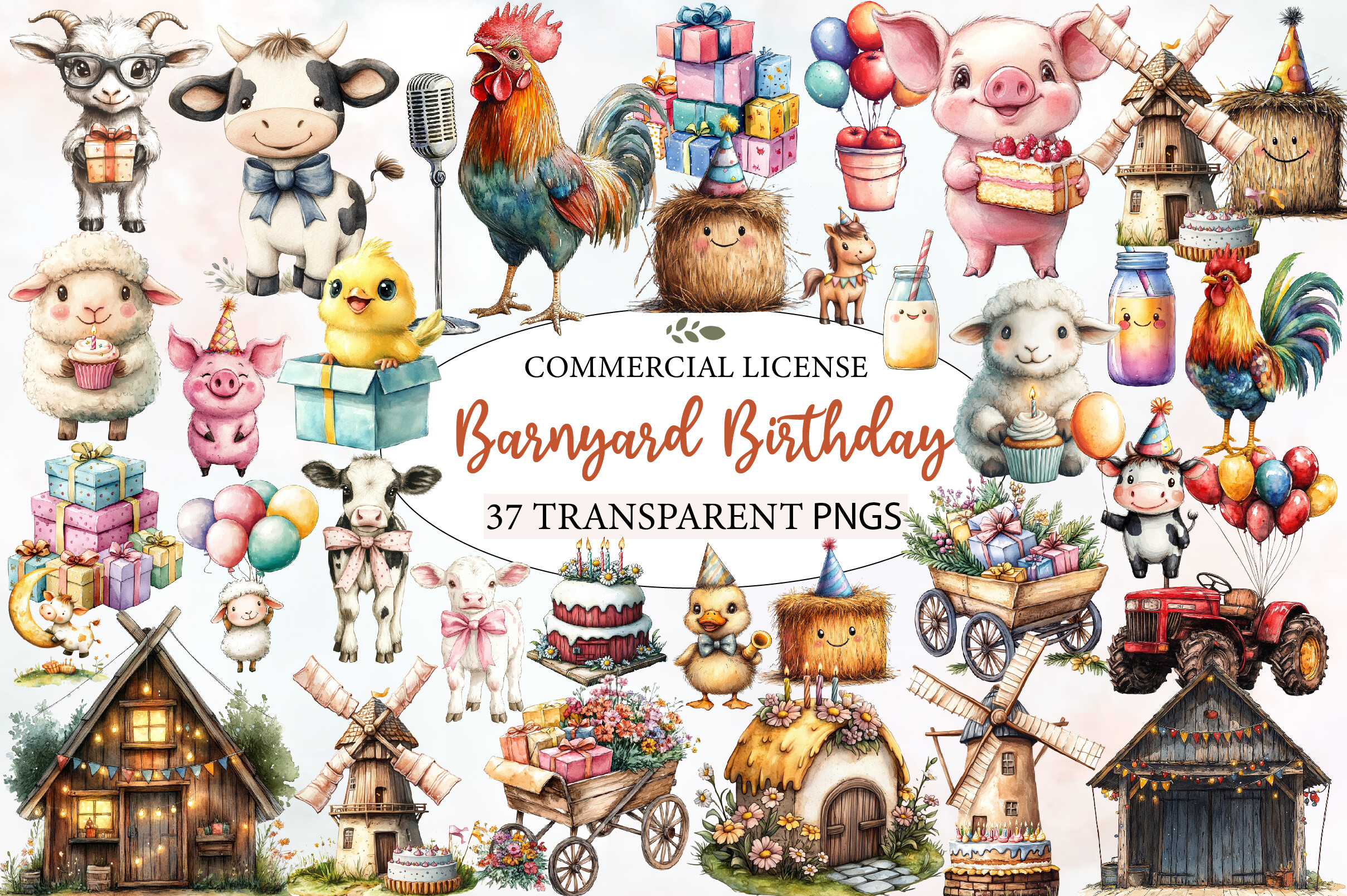 Barnyard Birthday Clipart Bundle Graphic by Designworld · Creative Fabrica