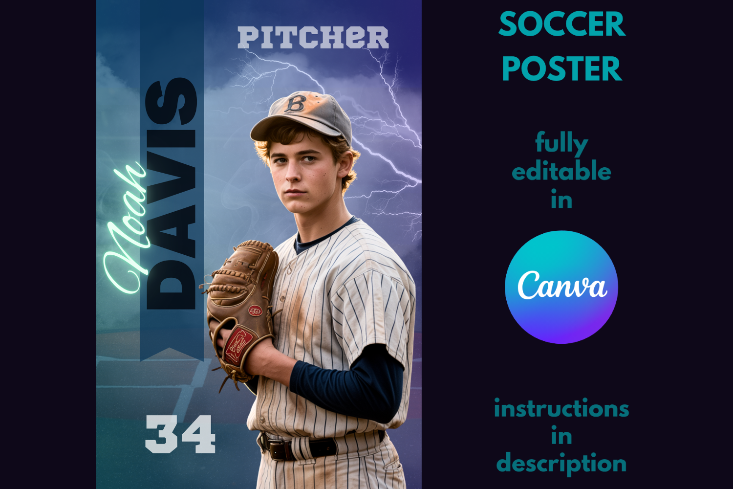 Baseball Poster Editable Template