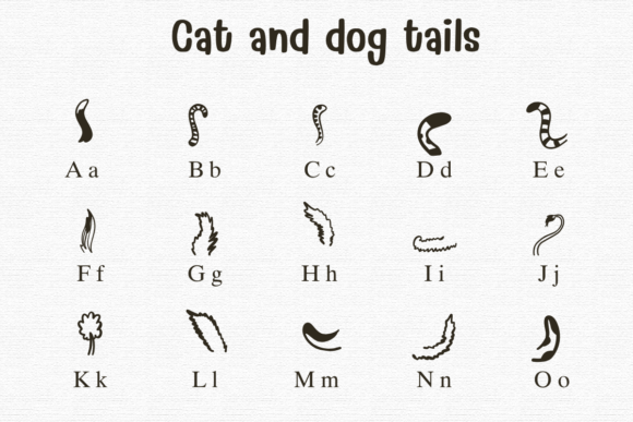 Cat and Dog Tails Font PNG with transparent background - Preview 1