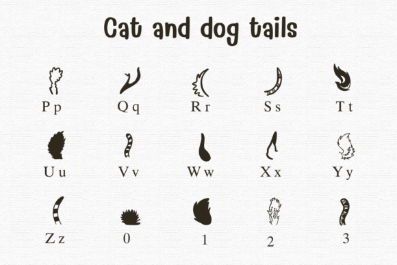 Cat and Dog Tails Font PNG with transparent background - Preview 2