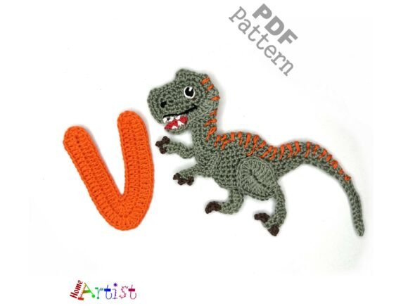 Crochet Animal Alphabet V Velociraptor
