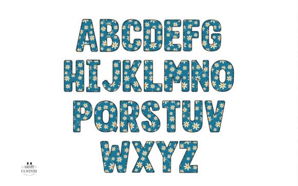 Daisy Flower Retro Bundle Font PNG with transparent background - Preview 3