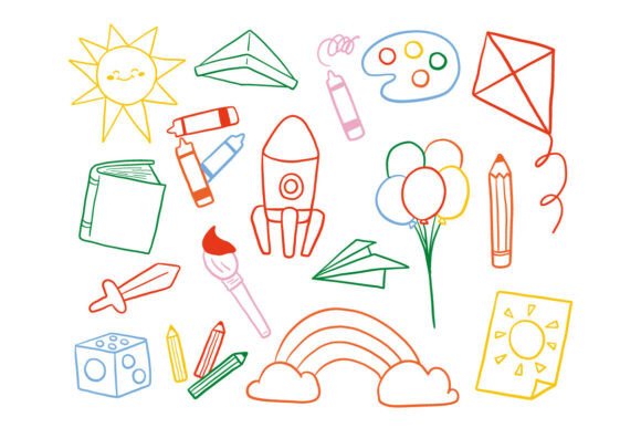 Doodle Style Kids Education Play Icon