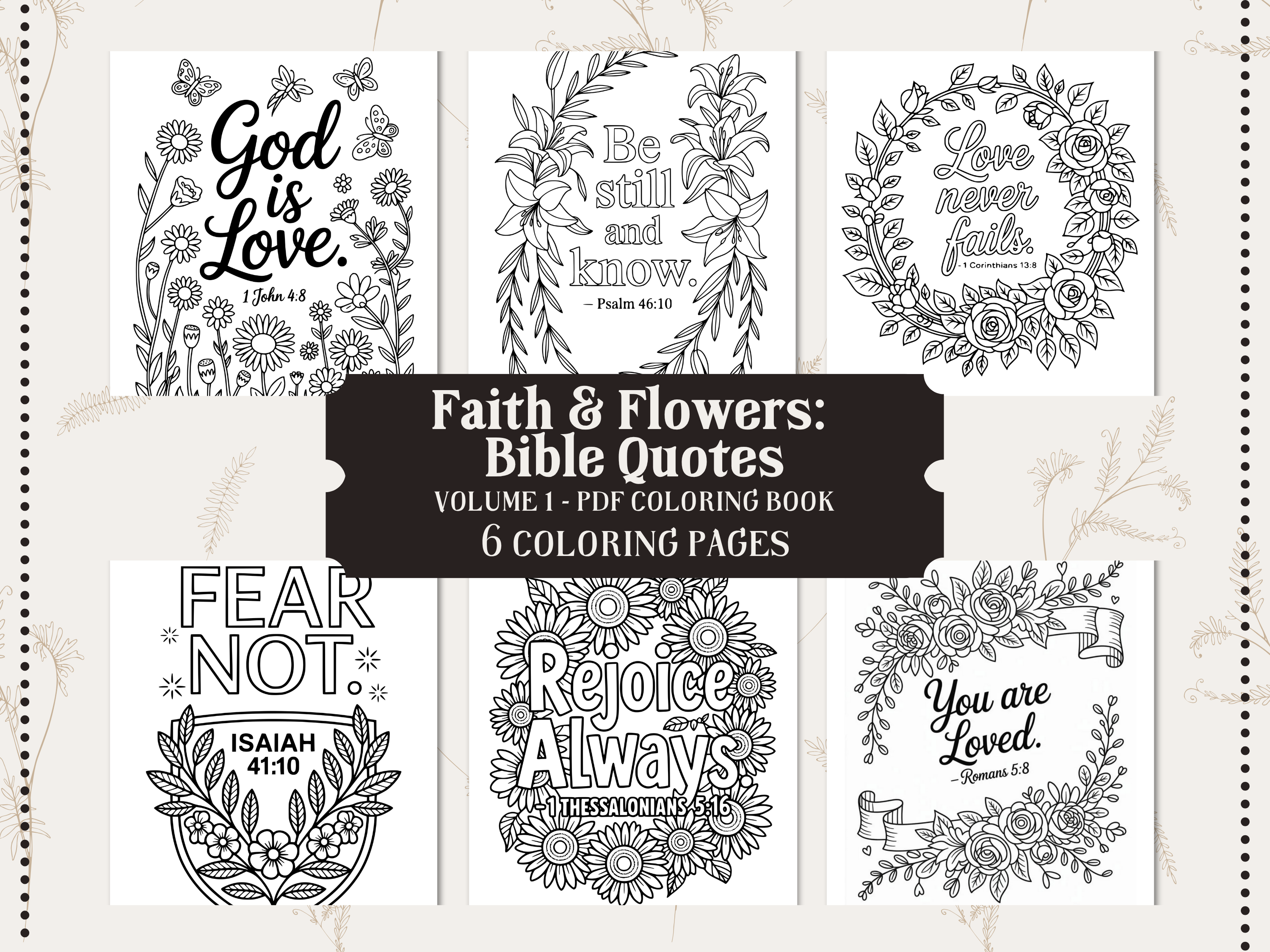 Floral Christian Coloring Pages - V1
