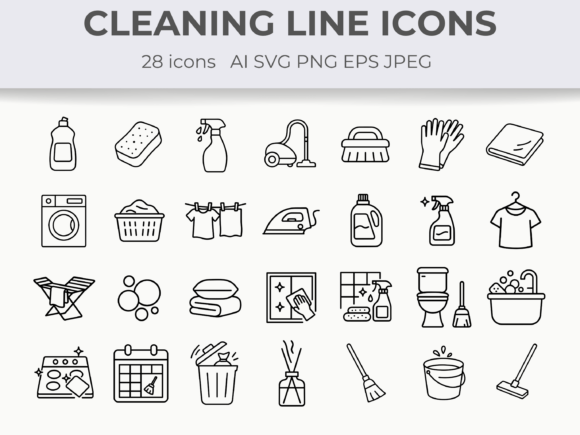 Home Cleaning Vector Line Icons Png Svg Graphics