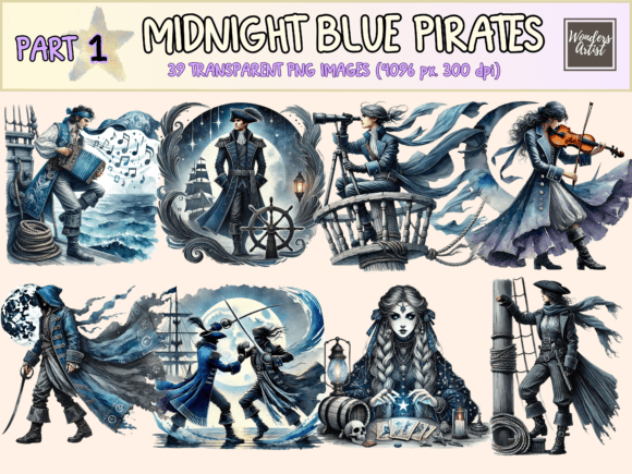 Midnight Blue Pirates Clipart
