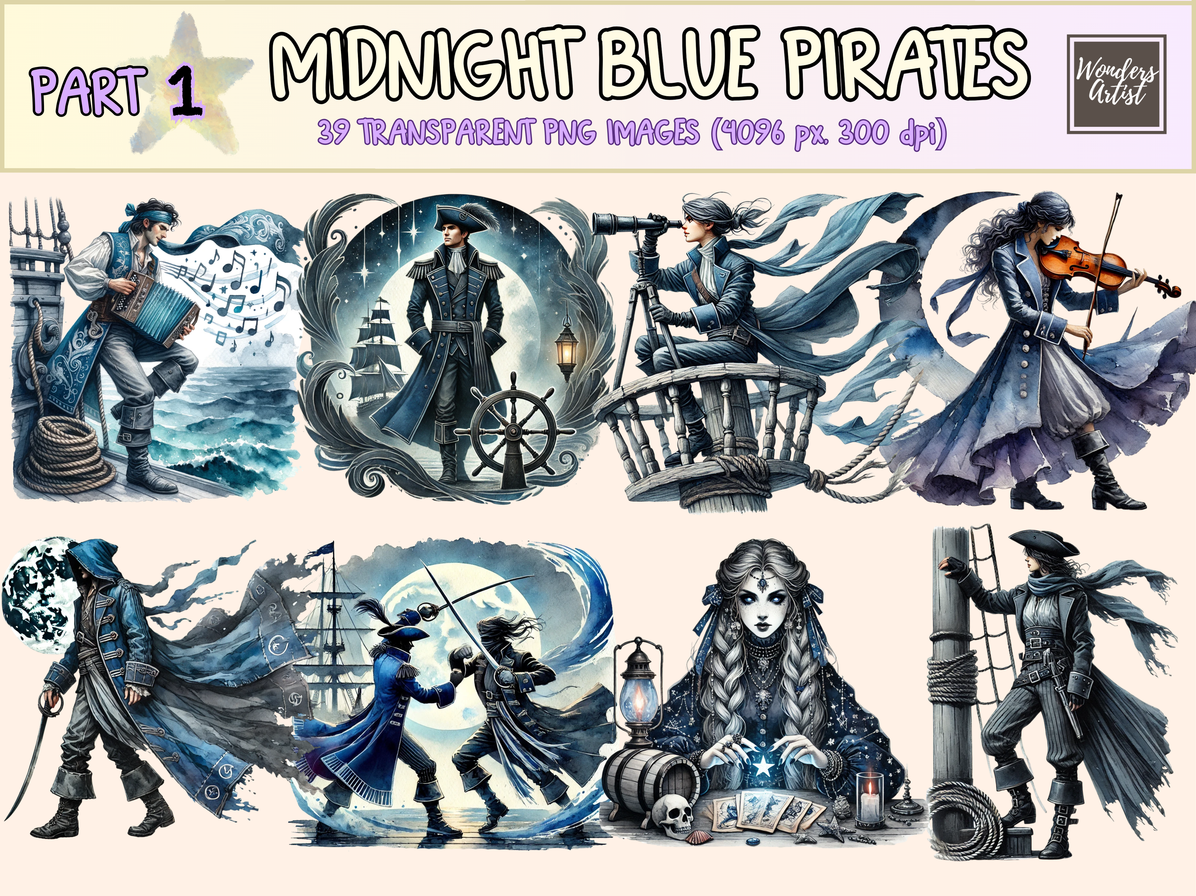 Midnight Blue Pirates Clipart