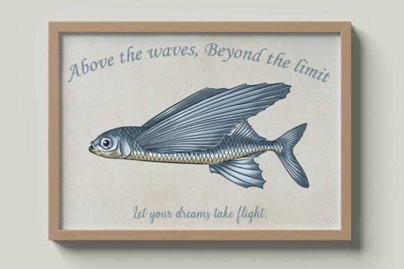 Nautical Flying Fish Wall Art Printable