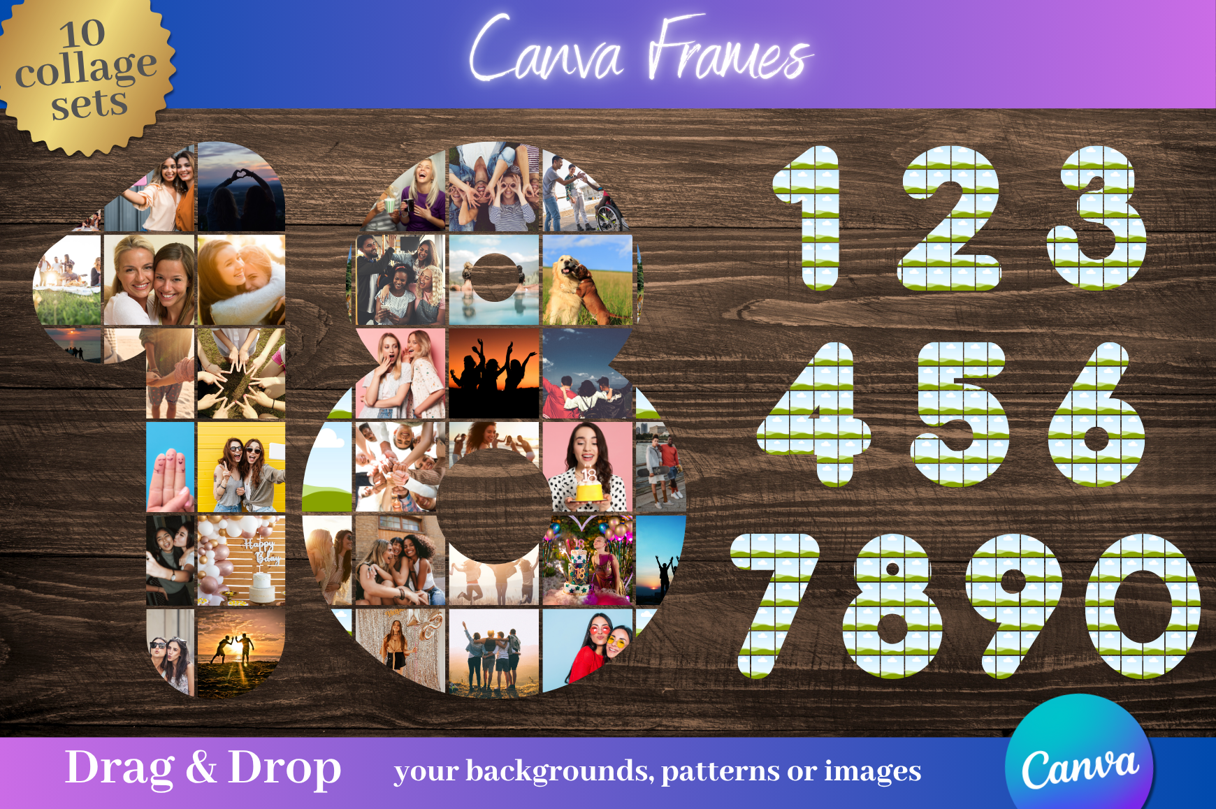 10 Number Photo Collage Canva Frames