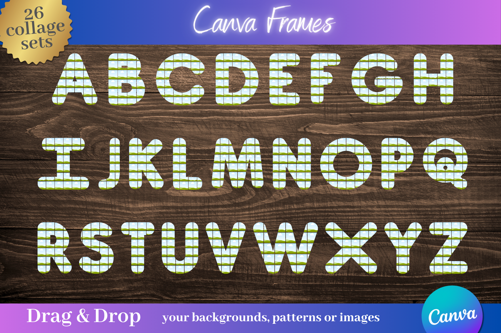 26 Alphabet Collage Canva Frames