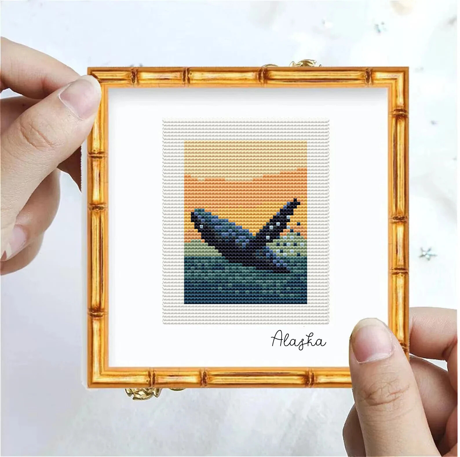 Alaska Whale Nature Cross Stitch Art