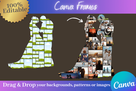 Bride & Groom Photo Collage Canva Frames