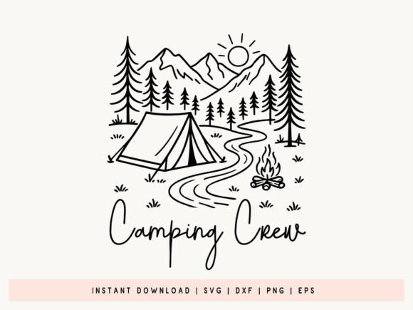 Camping crew SVG DXF EPS PNG design for Cricut group hiking shirt HTV cutting