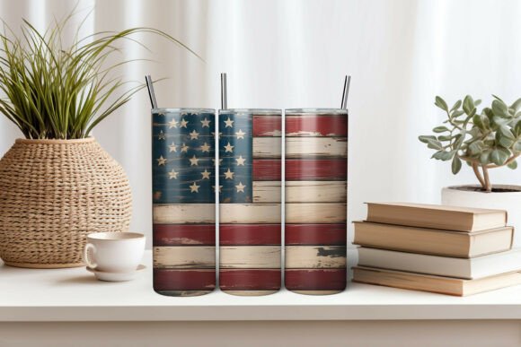 Distressed American Flag with Leopard Graphic Tumbler Wraps By SmMedia