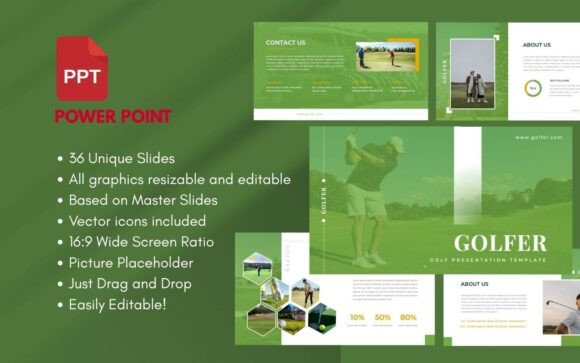 Preview of GOLFER Golf Club PowerPoint Presentation sports presentation template