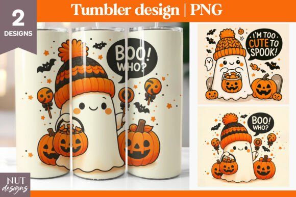 Halloween Tumbler Wrap, Retro Ghost