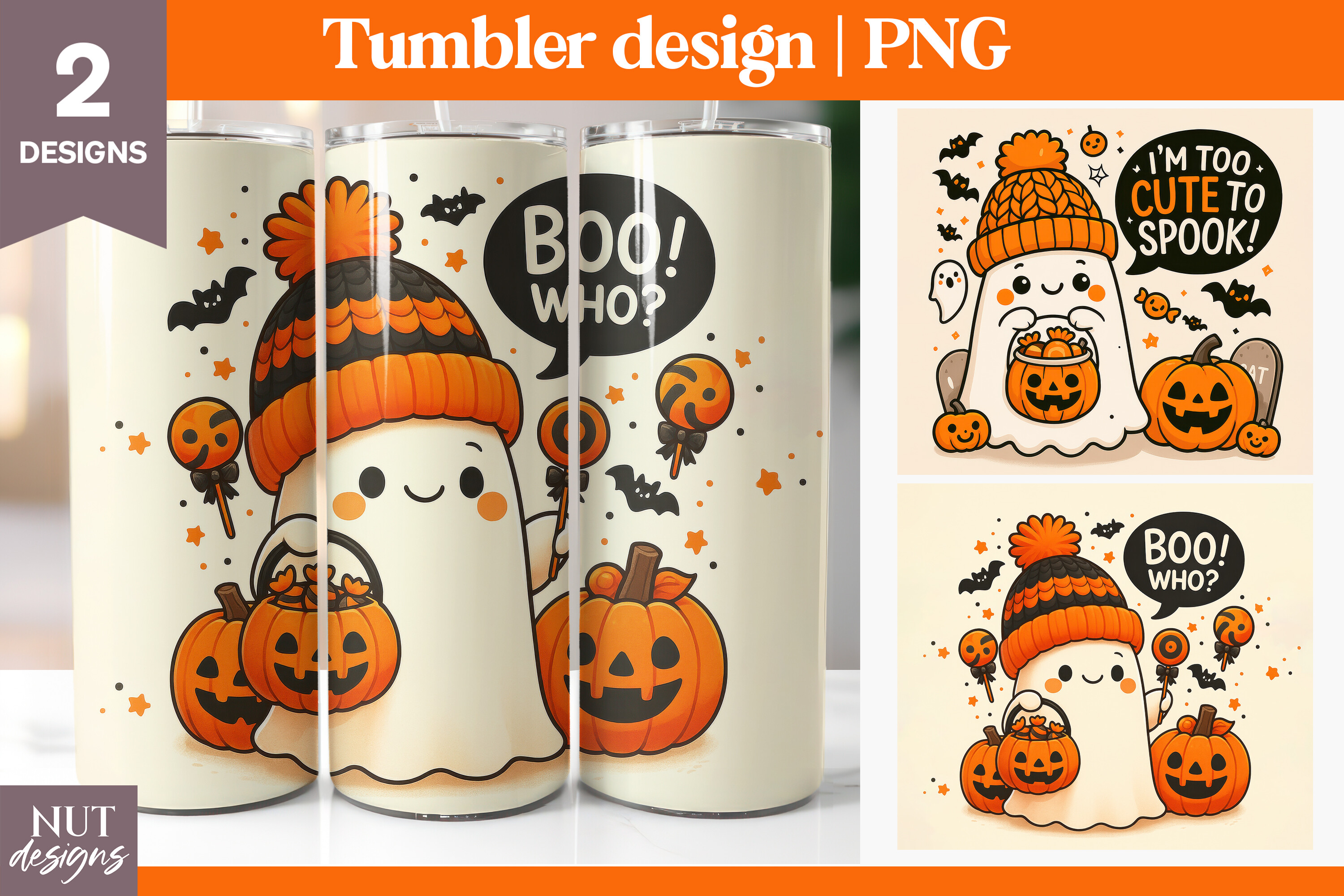 Halloween Tumbler Wrap, Retro Ghost