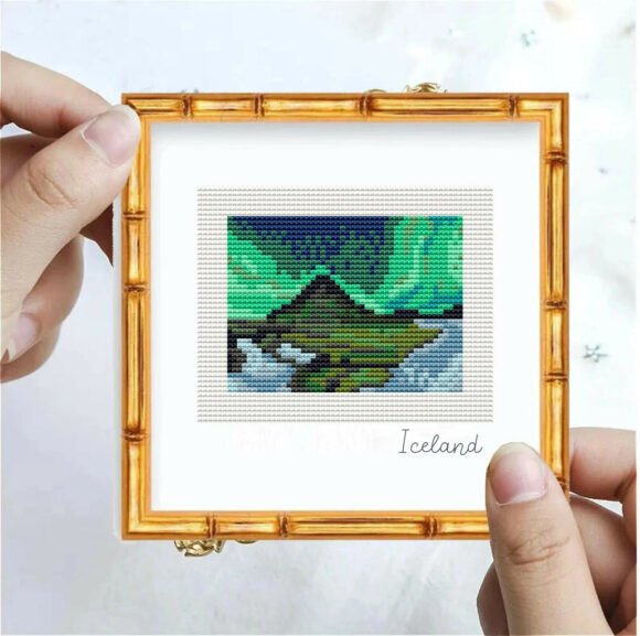 Northern Lights Iceland Cross Stitch