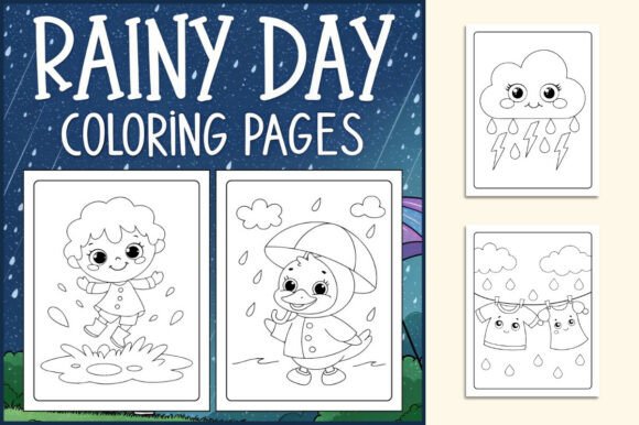 Rainy Day Coloring Pages for Kids