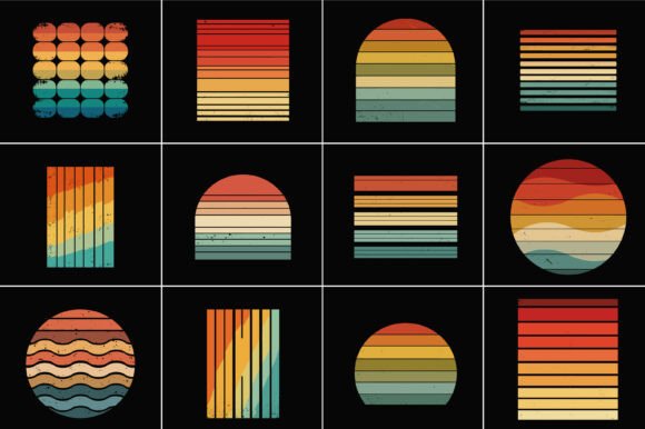 Retro Horizon Line Art Bundle